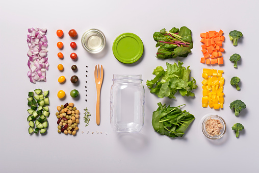 Deconstructed salad in a jar