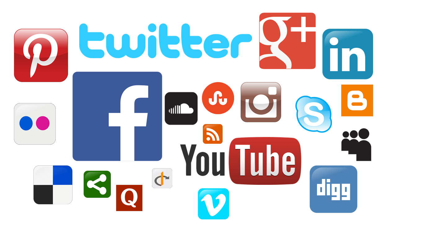 Social Media logos on a white background