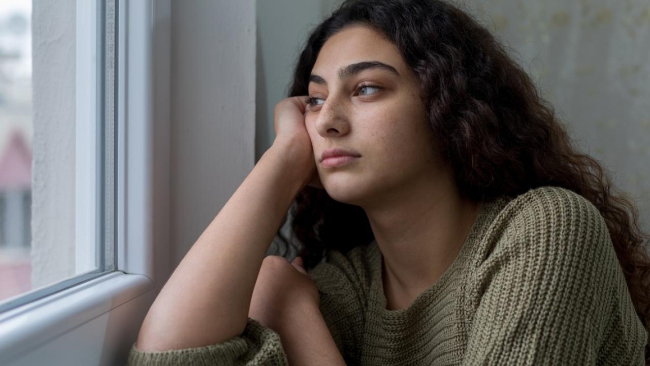Sad looking teenager