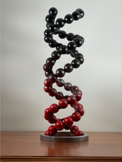 Mild steel sculpture of DNA.