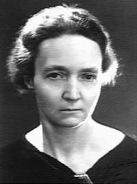 Black and white photograph of Dr. Irene Joliot-Curie