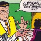 Peter Parker being bit by radioactive spider