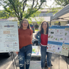 Two posters presented at the Davis Farmers market. One is about RNA editing, and the other is about strawberry aroma.